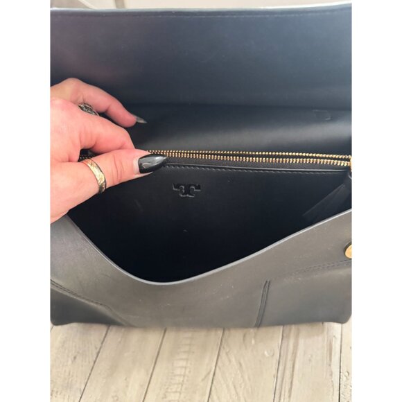 Tory Burch Large Block T Satchel Bag Black Leather - Picture 14 of 14